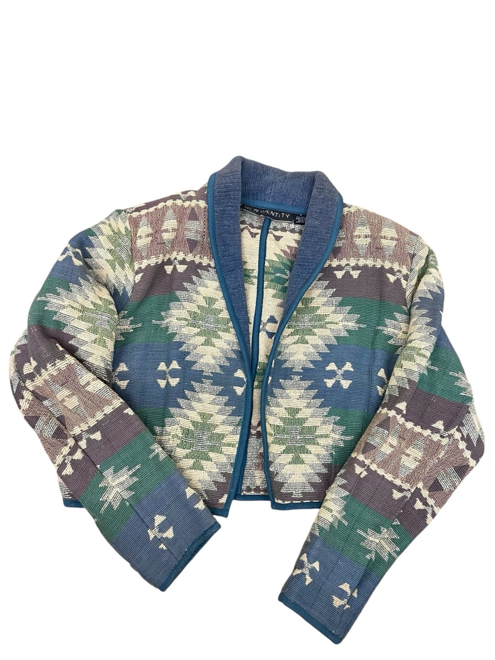 🌵90S NEW IDENTITY SOUTHWEST TRIBAL AZTEC WESTERN BOHO BOLERO WOVEN JACKET🌵